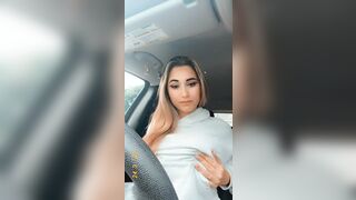 Boob Bounce: Bouncing them in the car ???????? I think the neighbor saw ???? #2