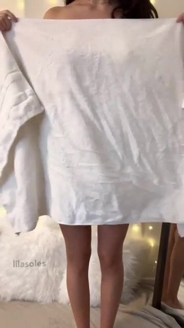 My first towel drop! Did my boobs surprise you?