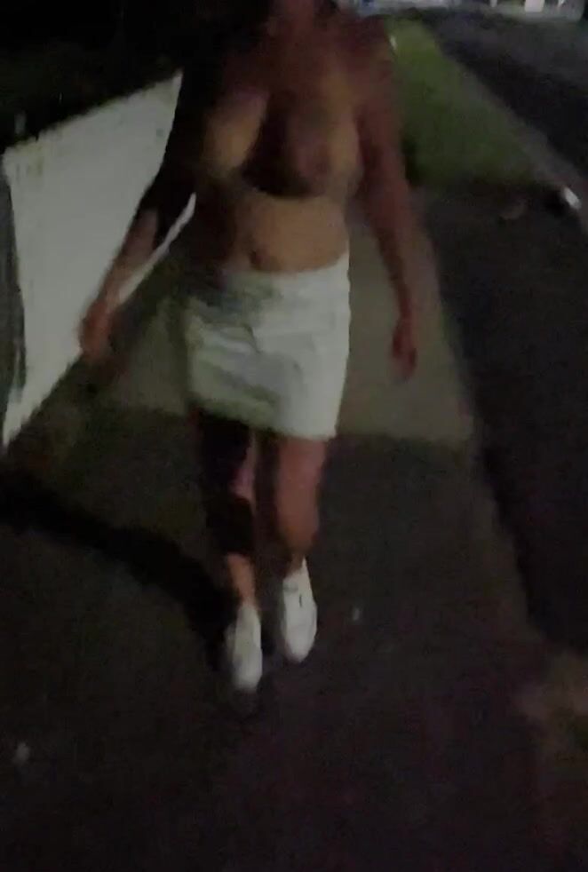 Walking and bouncing down the road