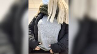 Boob Bounce: Quick bounce in the airports toilet ???? #3