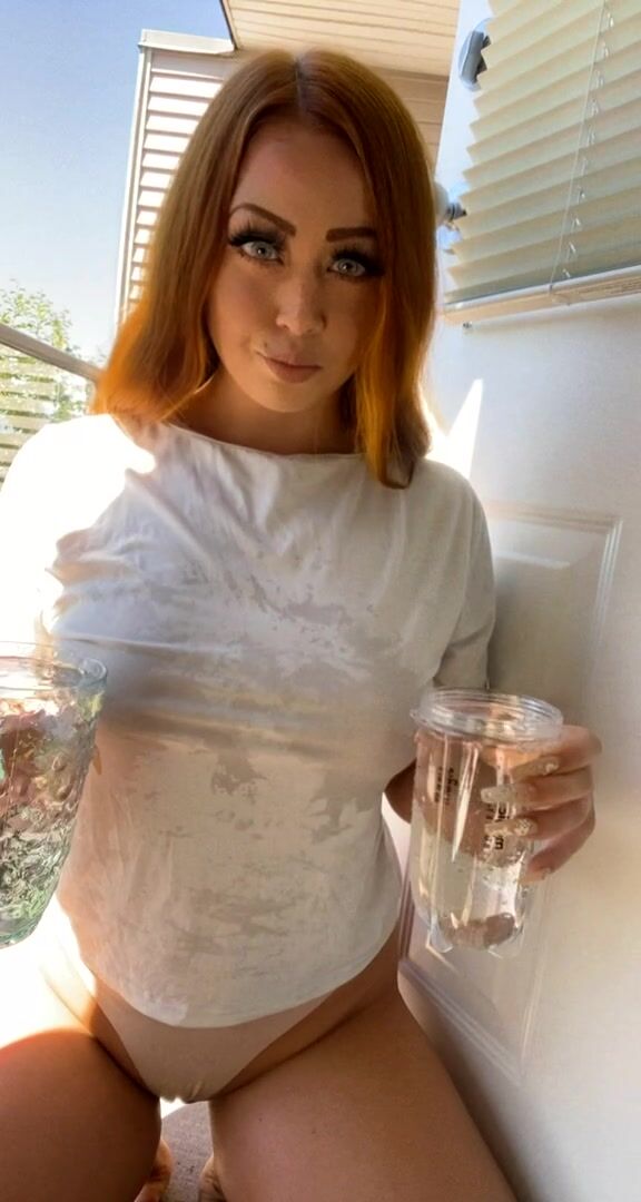 Boob bouncing + water, how sluts cool off
