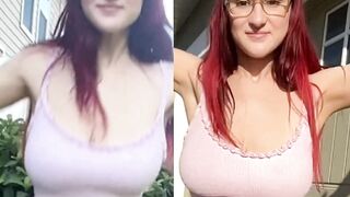 Boob Bounce: TheGorillaGrip bouncing in slow-mo side-by-side #3