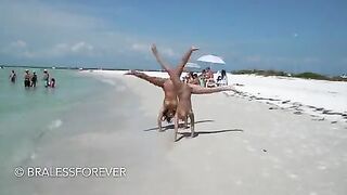 Boob Bounce: Naked cartwheels on the beach #2