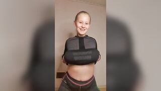 Boob Bounce: Would you think that underneath that thermal t-shirt are those bouncing boobs? #4