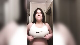 Boob Bounce: my tits are almost too bouncy for this top! #4